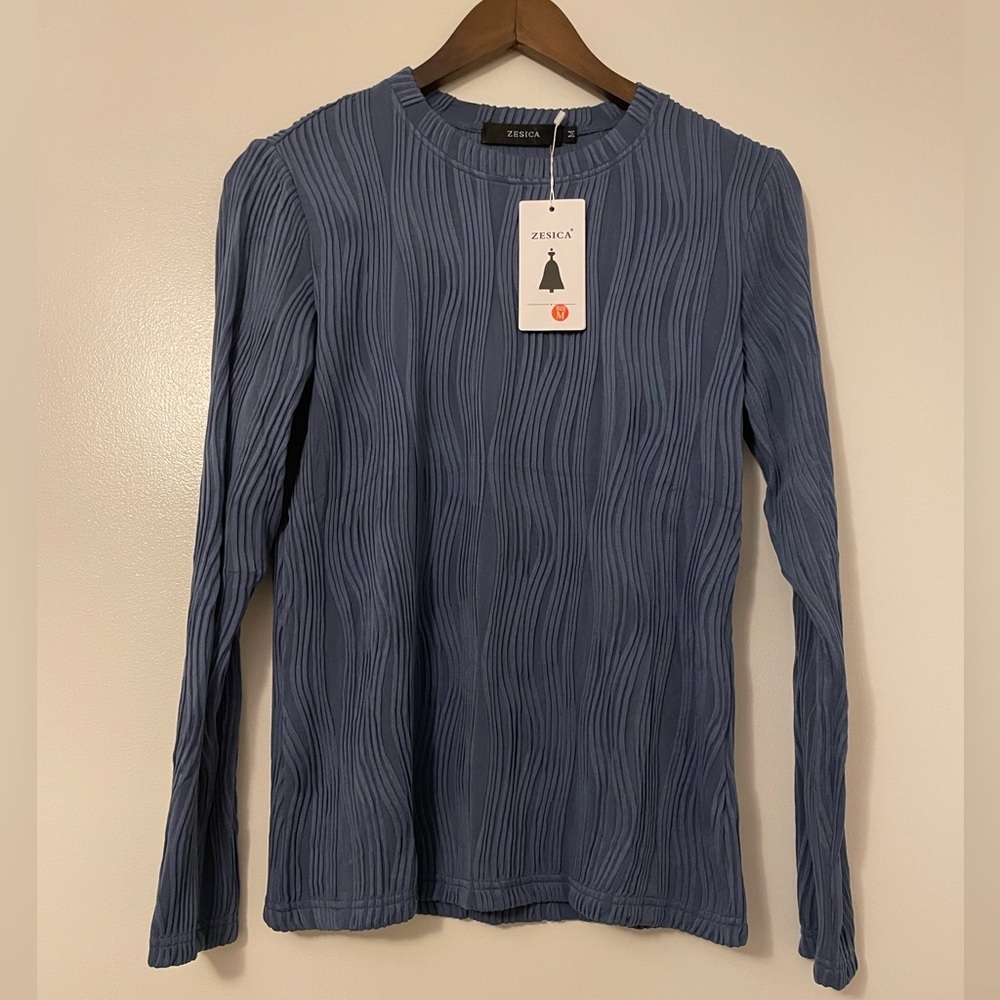 Zesica Textured Trendy Top Slim Fit Crew Neck MEDIUM
